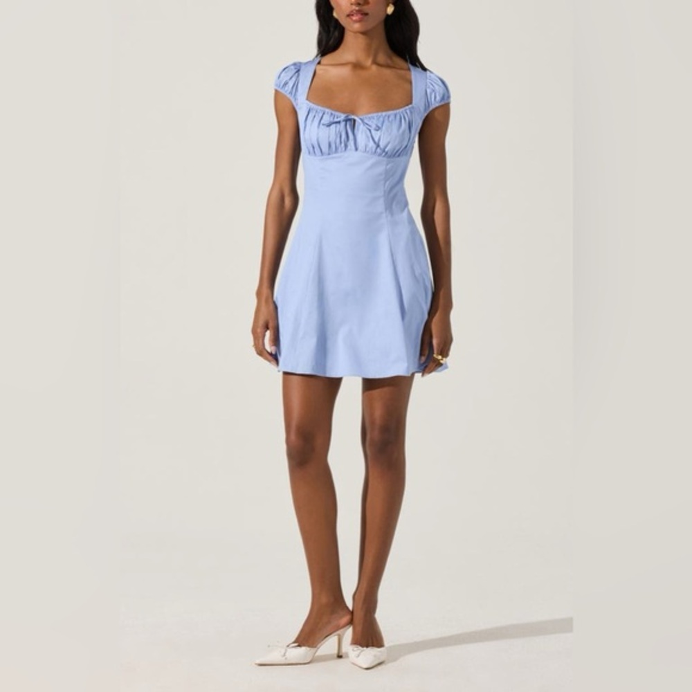 ASTR the Label Poplin Fit & Flare in Light Cobalt